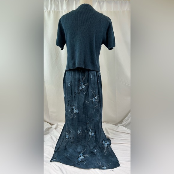 Vintage Darian Maxi Sleeveless Floral Dress with Cardigan Sweater Set Size 12 - Picture 3 of 16